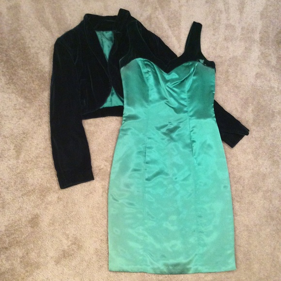 Vintage Dresses Vintage Green Dress Jacket Set Poshmark